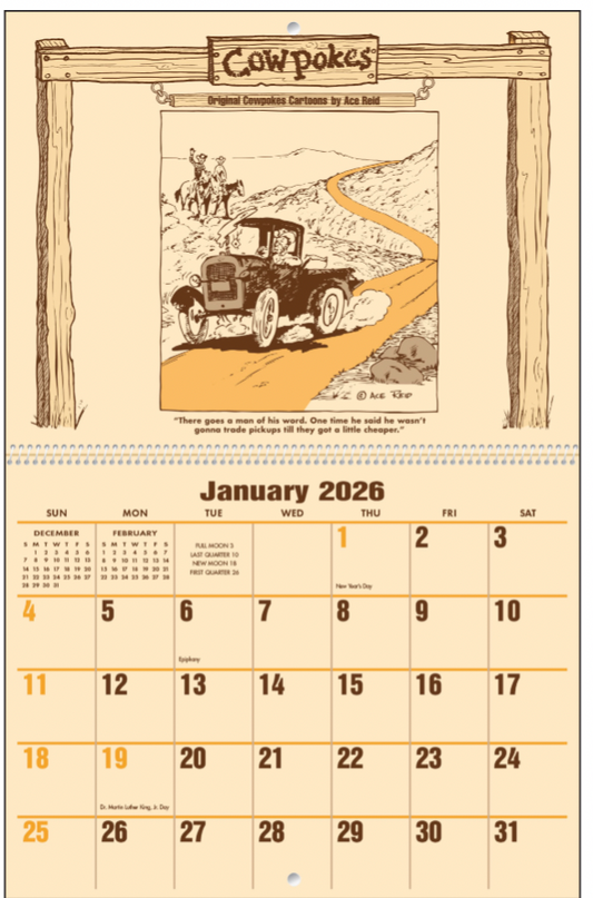 PREORDER: 2026 Ace Reid Cowpokes Calendar