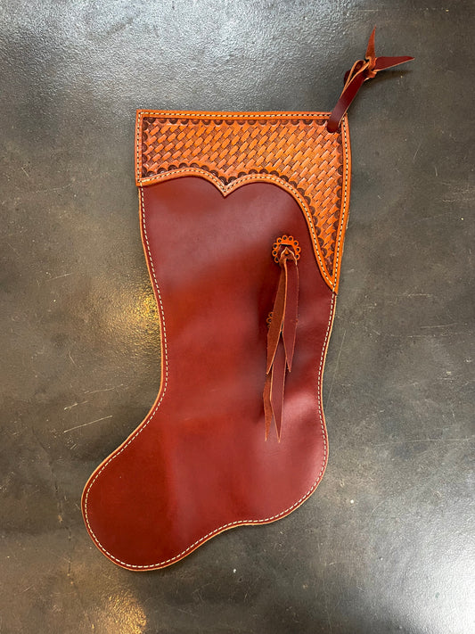 Tooled Leather Christmas Stocking - J. Pimentel