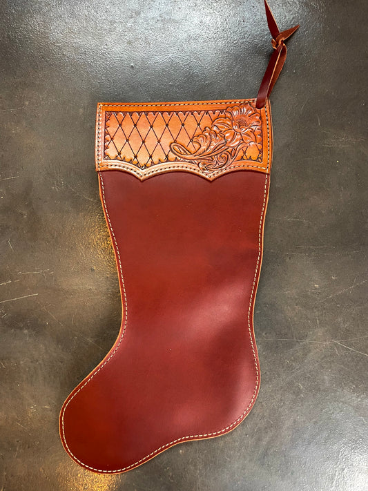 Tooled Leather Christmas Stocking - J. Pimentel