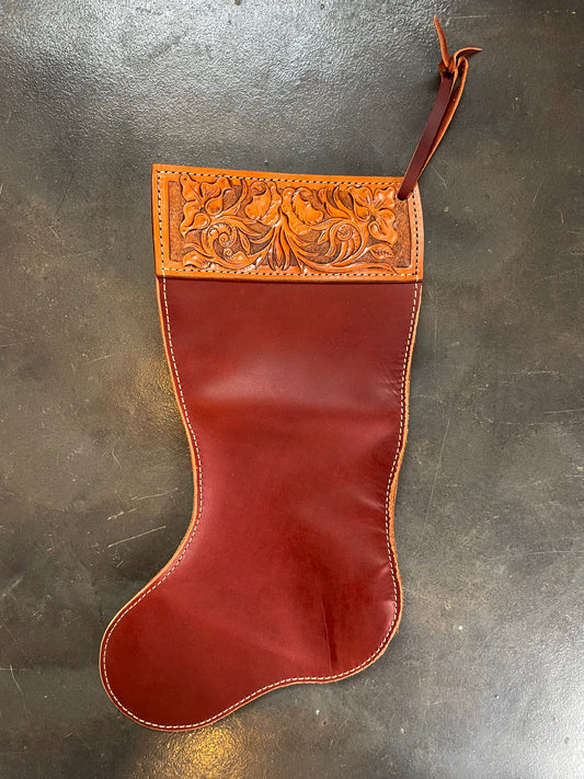 Tooled Leather Christmas Stocking - J. Pimentel