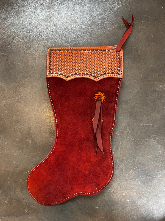 Tooled Leather Christmas Stocking - RM Zylstra