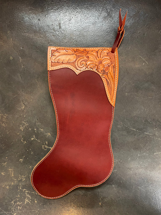 Tooled Leather Christmas Stocking - J. Pimentel